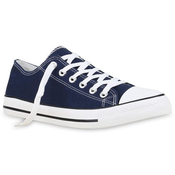 Mytrendshoe Scarpe Da Ginnastica Da Uomo Scarpe Sportive Stringate Scarpe Casual Tessile 814413, Colore: Blu Scuro, Taglia: 36-image