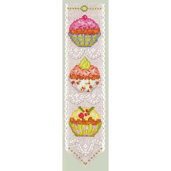 Segnalibro Le Bonheur Des Dames Kit Punto Croce Contato "The Cupcakes"", 5X20Cm"-image