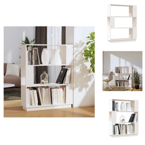 Vidaxl Libreria/Divisorio Bianco 80X25X101 Cm In Legno Di Pino Massiccio - Librerie E Scaffalature-image