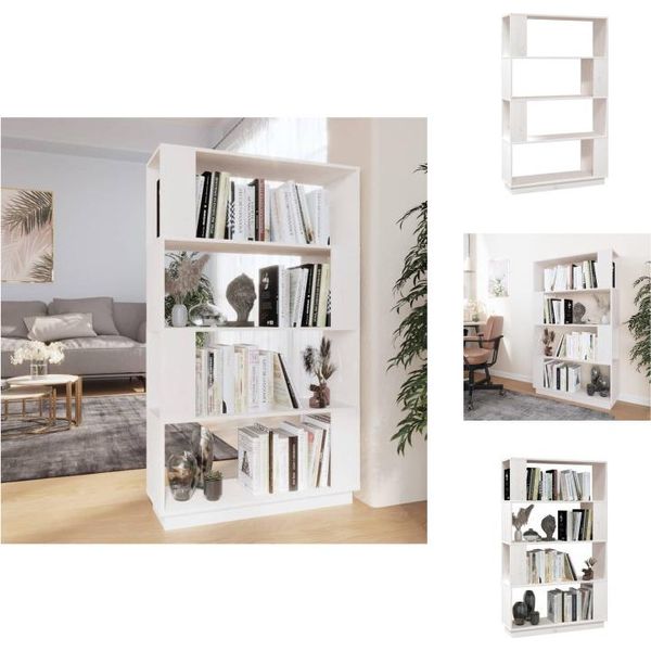 Vidaxl Libreria/Divisorio Bianco 80X25X132 Cm In Legno Di Pino Massiccio - Librerie E Scaffalature-image