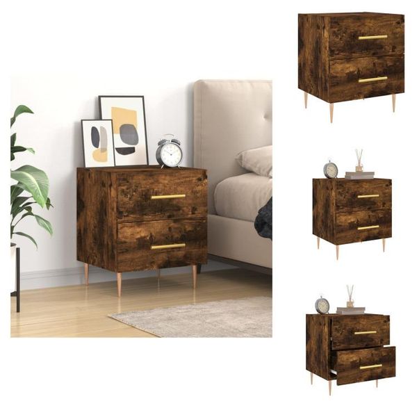 Vidaxl Comodino Rovere Fumé 40X35X47,5 Cm Materiale A Base Di Legno - Comodini-image