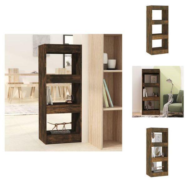 Vidaxl Libreria/Divisorio Per Camera In Rovere Affumicato 40X30X103 Cm Materiale A Base Di Legno - Librerie E Scaffali-image