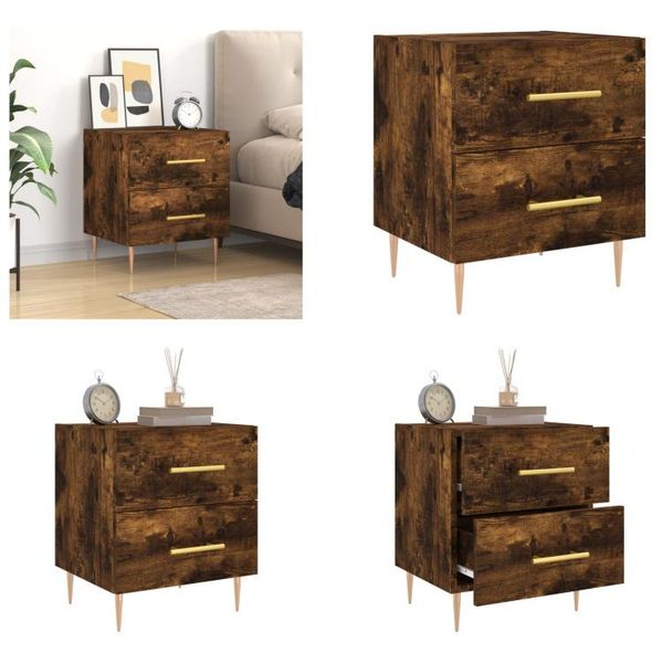 Vidaxl Comodino In Rovere Affumicato 40X35X47,5 Cm - Comodino - Comodini - Armadio - Mobile Da Letto-image