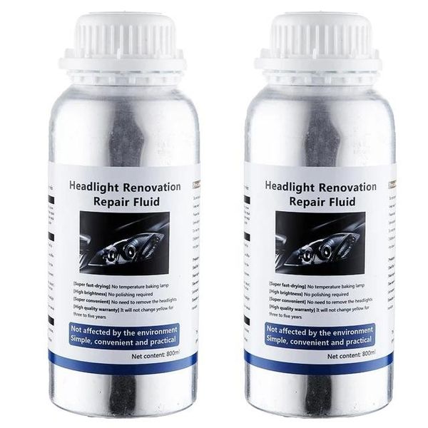 Kit Per Il Restauro Dei Fari Dell'auto, Soluzione Di Lucidatura Chimica, 800ML Di Polimero Liquido, 2 Pezzi Di Liquido Di Riparazione-image
