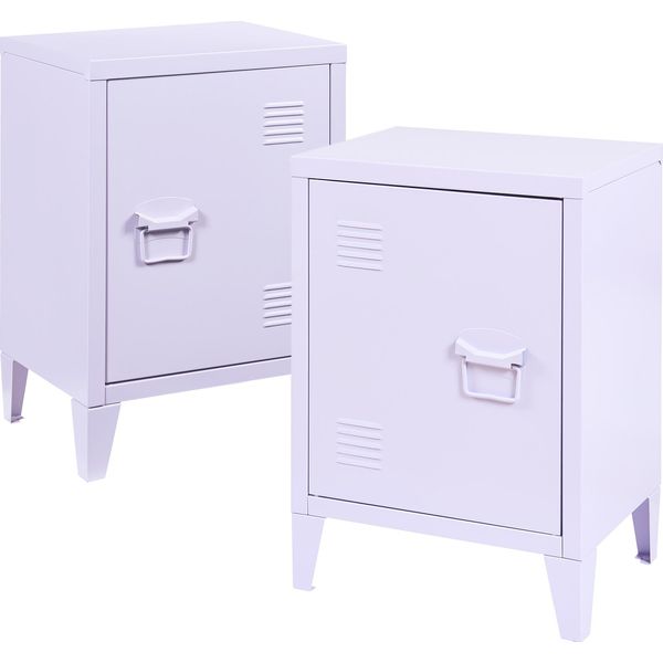 Comodino 'Inari' Set Di 2 Con Maniglia A Destra E A Sinistra In Acciaio 57 X 40 X 30 Cm Viola-image