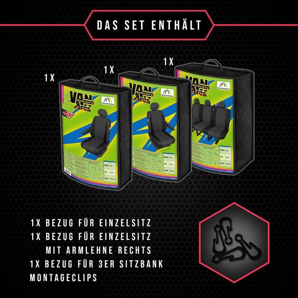 Coprisedili Per Auto Coprisedili Per Furgoni Per Kia K2500 (97-04) Nero 5 Posti-image