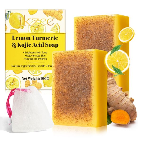 Sapone Alla Curcuma Sapone All'acido Kojico Sapone Al Limone Sapone Per Il Viso Sapone Per La Pelle, 2X 100G-image