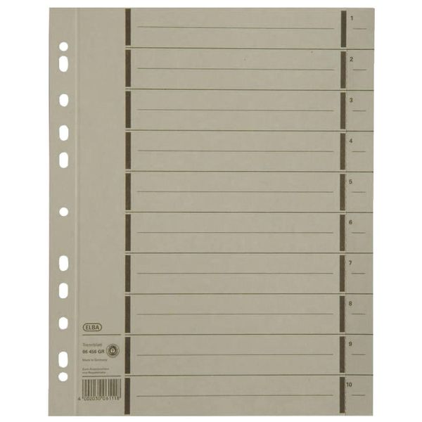 Elba 400004668 TrennbläTter Mit Perforation - A4 ÜBerbreite, Grau, 100 StüCk-image