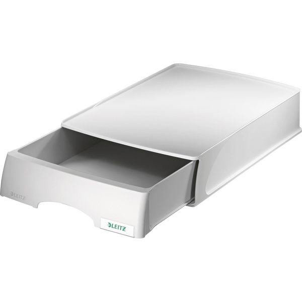 Leitz 5210-00-85 5210 Vassoio Per Lettere Plus Con Cassetto, A4, Polistirolo, Grigio-image