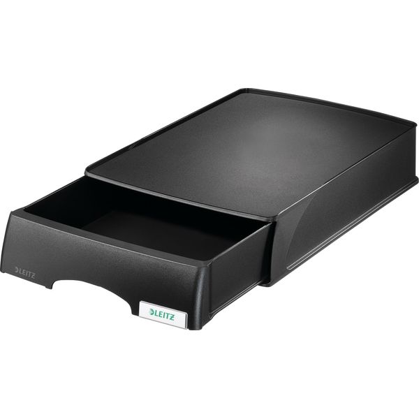 Leitz 5210-00-95 5210 Vassoio Per Lettere Plus Con Cassetto, A4, Polistirolo, Nero-image