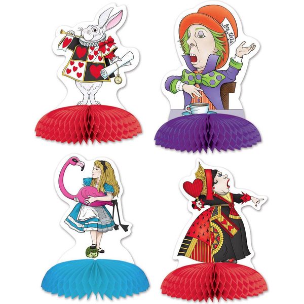 Decorazioni Da Tavola Alice Nel Paese Delle Meraviglie 4 Pezzi Colorati - Taglia Unica-image