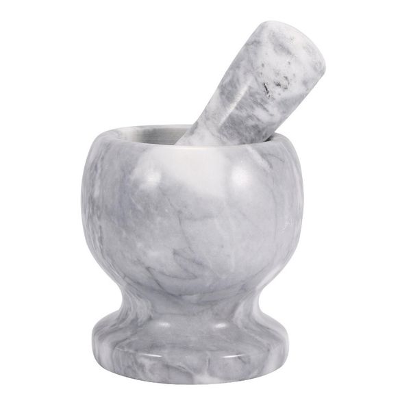 Mortaio In Marmo Con Pestello - Mortaio Per Spezie Solido Per La Cucina - Macina Erbe In Granito Grigio - Macina Spezie In Pietra Per Erbe E Spezie - Frantuma Compresse - Mortaio Per Compresse - Kitchenaid-image