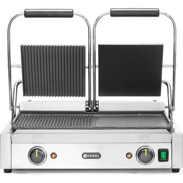 Griglia Di Contatto Hendi - Versione Doppia, Metà Liscia, Metà Scanalata, 230V/3600W, 575X430X(H)510Mm-image