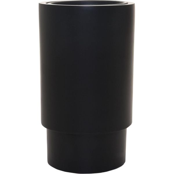 Vivanno Vaso Da Fiori In Vetroresina Escada Rotondo, Nero Opaco - 35X60 Cm-image