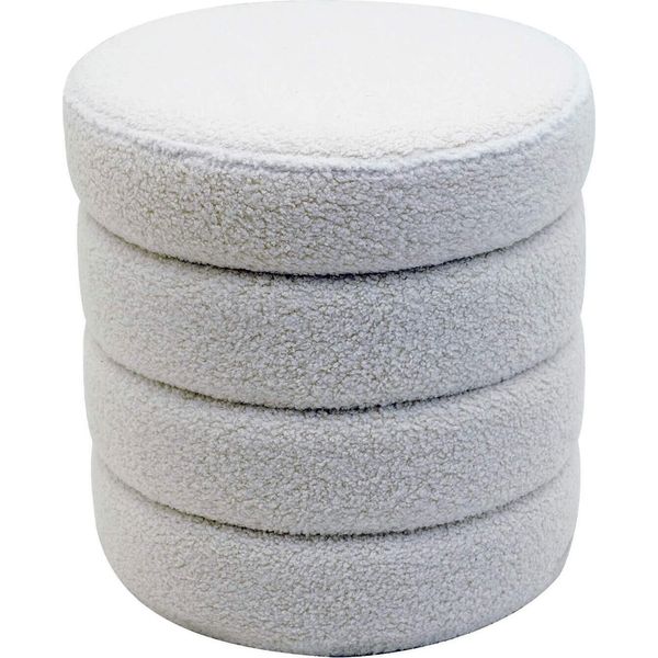 Rebecca Mobili Sgabello Uxi 40X37X37 Tessuto Poliestere Mdf Bianco Moderno-image