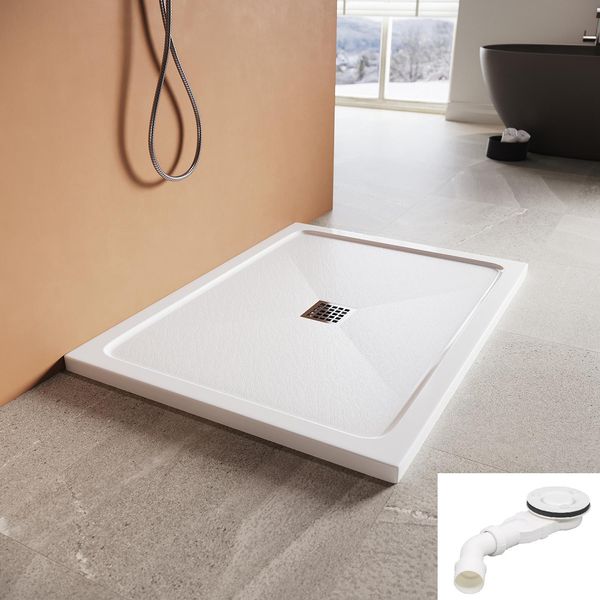 Sonni Smc Piatto Doccia Quadrato, 120X90 Cm, Con Set Di Scarico, Scarico Rapido, Antiscivolo-image