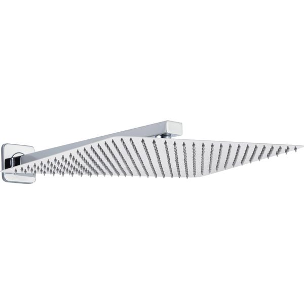 Joho Soffione Doccia Braccio Parete-Soffione Pioggia Acciaio Inox Docce Fisse Getti Silicone Anticalcare Rettangolare 35X25 Cm, Braccio 37 Cm, Cromo-image