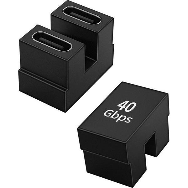 Inf Adattatore TYPE-C Femmina A TYPE-C Femmina A U, 2 Pezzi, Alluminio-image