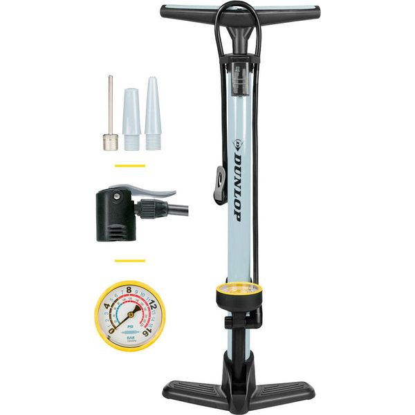 Pompa Per Bicicletta Dunlop Con Manometro Per Valvole Dunlop, Schrader E Francesi - Adattatore Per Giochi D'acqua E Palloni Incluso-image
