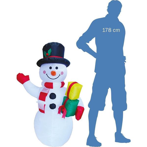 Pupazzo Di Neve Gonfiabile Illuminato Con Regali 124 Cm-image