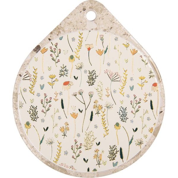 Tappetino In Vetroceramica Clayre & Eef 20X23 Cm Beige Fiori-image
