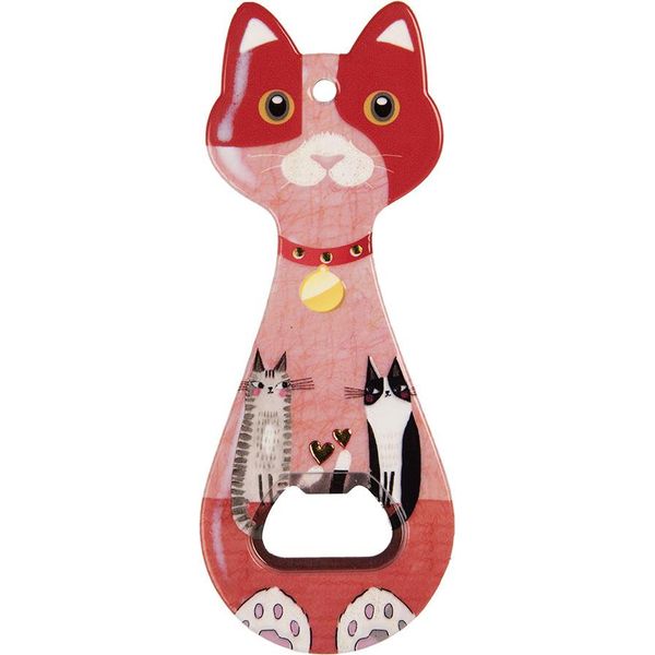 Clayre & Eef Apribottiglie Gatto 5X14 Cm In Ceramica Rossa-image
