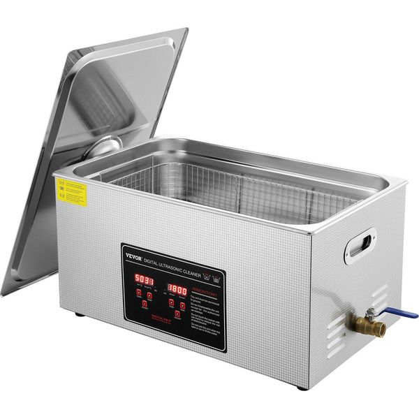 Pulitore A Ultrasuoni Pulitore A Ultrasuoni Per Acciaio Inox 480 W, 22 L Pulitore A Ultrasuoni Con Display Digitale 0-30 Min, Pulizia A Ultrasuoni Per Gioielli, Occhiali, Orologi Ecc.-image