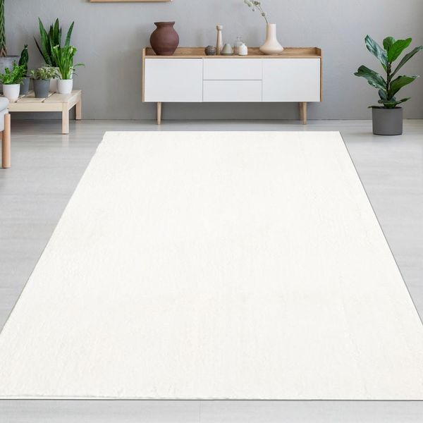 Tappeto Monocolore Per Il Soggiorno, Di Facile Manutenzione E Resistente, Color Crema Dimensioni - 80 X 300 Cm-image
