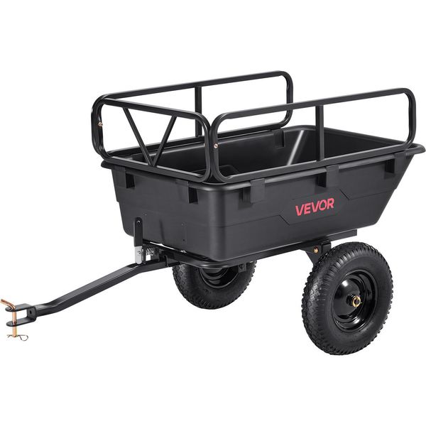 Vevor Rimorchio Ribaltabile, 226,8 Kg, Rimorchio Per Il Trasporto Di ATV-UTV, Rimorchio Ribaltabile Per Il Traino Posteriore Con Pneumatici Da 40,64 Cm, Trazione Manuale O A Pedale, Rimorchio Da Cantiere Pesante Per Tosaerba, Trattori, Rifiuti Da Giardino-image