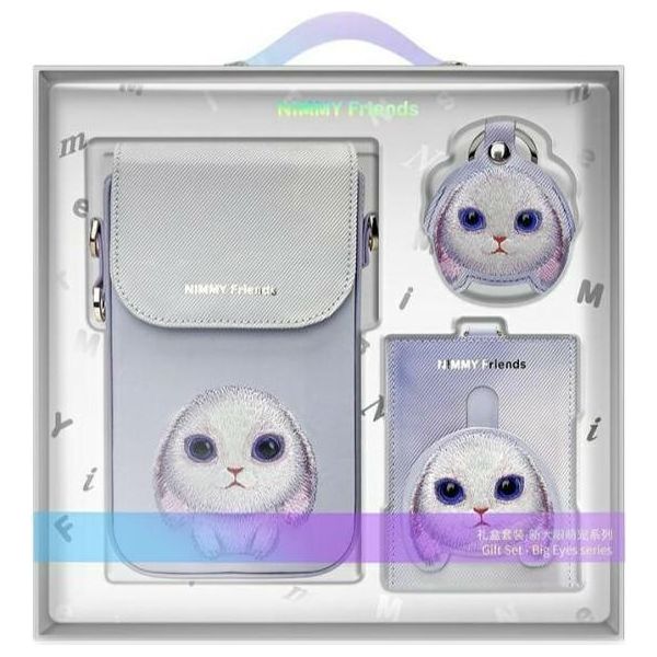 Nimmy 3W1 Set Borsa Telefonica + Portafoglio + Custodia Localizzatore Viola/Viola Big Eyed Pet 2.0 Rabbit-image