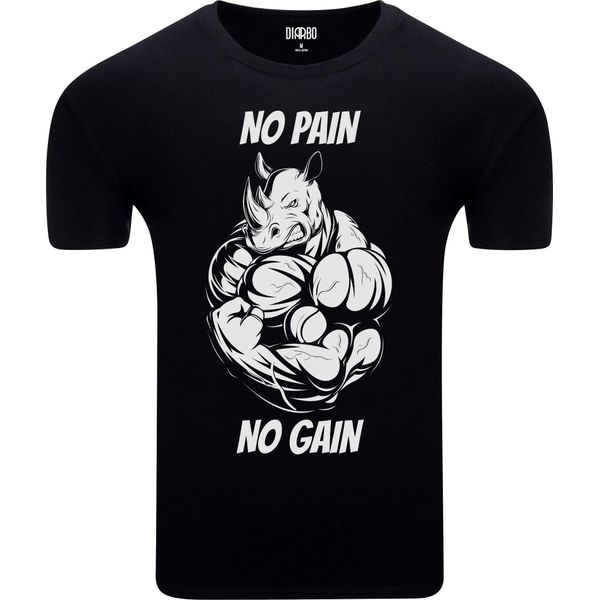 T-Shirt Da Uomo Con Stampa Di Appassionati Di Fitness No Pain, No Gain Nero Taglia S-image
