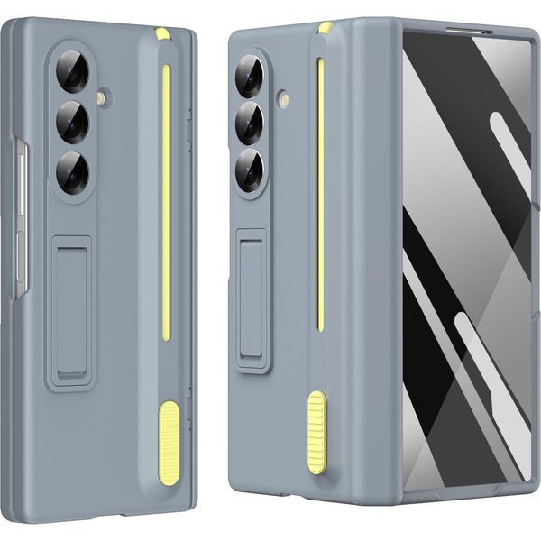 Custodia Per Samsung Galaxy Z Fold 7, Con Slot Per Stilo E Penna, Con Protezione Dello Schermo Integrata, Supporto E Protezione Della Cerniera Grigio-image