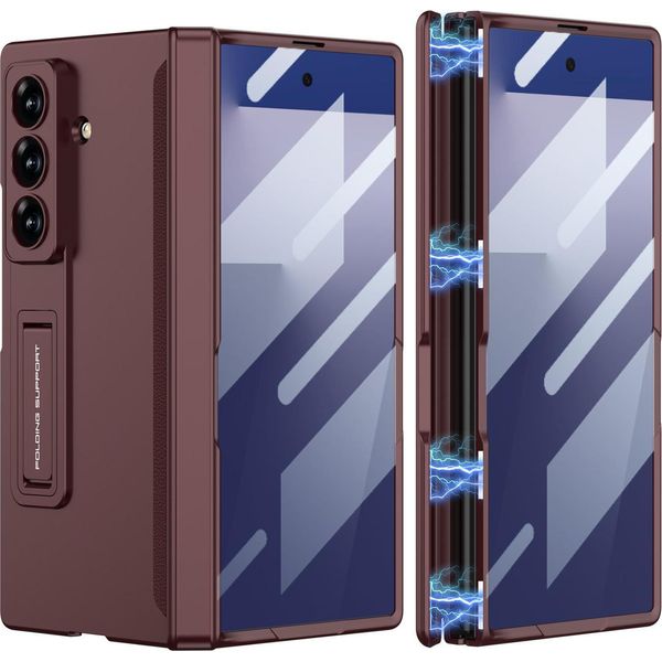 Custodia Per Samsung Galaxy Z Fold 7, Protezione Magnetica Della Cerniera, Cover All-Inclusive Con Protezione Dello Schermo E Supporto Rosso-image
