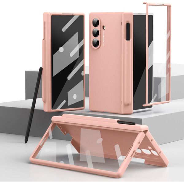 Custodia Per Samsung Galaxy Z Fold 7, Custodia Rigida Con Cerniera E Protezione Per La Penna, Protezione Per Lo Schermo Rosa-image