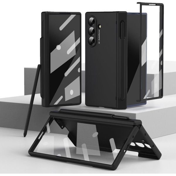 Custodia Per Samsung Galaxy Z Fold 7, Custodia Rigida Con Cerniera E Protezione Per La Penna, Protezione Per Lo Schermo Nero-image