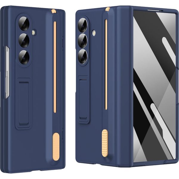 Custodia Per Samsung Galaxy Z Fold 7, Con Slot Per Stilo E Penna, Con Protezione Dello Schermo Integrata, Supporto E Protezione Della Cerniera Blu Scuro-image