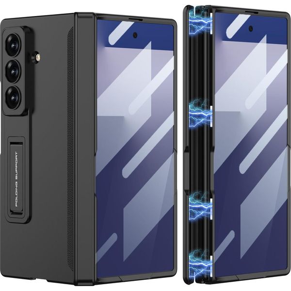 Custodia Per Samsung Galaxy Z Fold 7, Protezione Magnetica Della Cerniera, Cover All-Inclusive Con Protezione Dello Schermo E Supporto Nero-image
