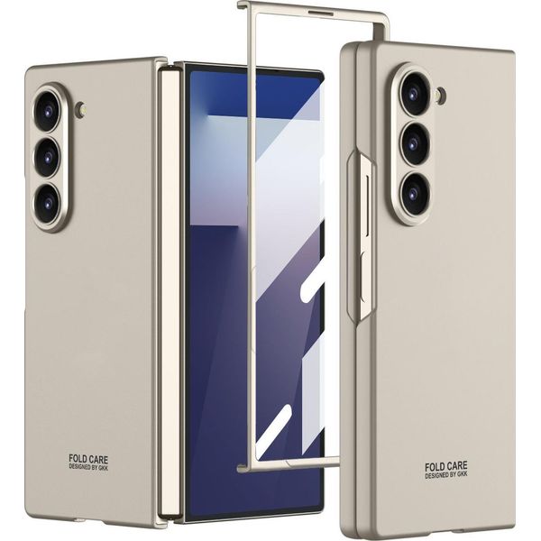Custodia Per Samsung Galaxy Z Fold 7 Custodia Pc Solida Opaca E Sottile Con Pellicola Protettiva Per Il Display Beige-image