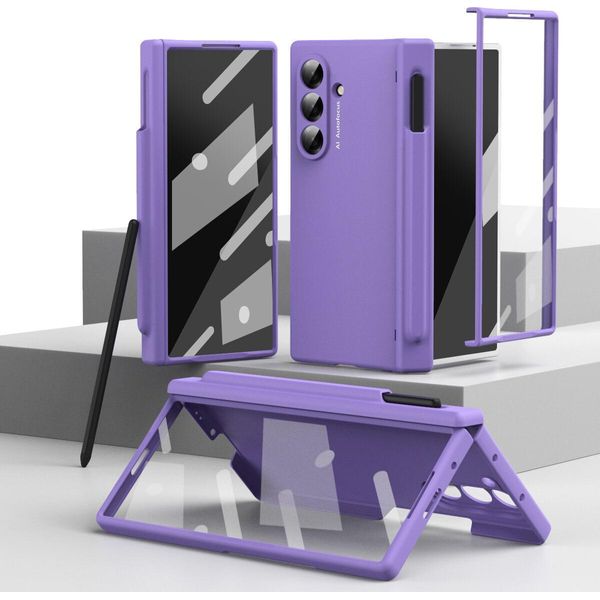 Custodia Per Samsung Galaxy Z Fold 7, Custodia Rigida Con Cerniera E Protezione Per La Penna, Protezione Per Lo Schermo Viola-image