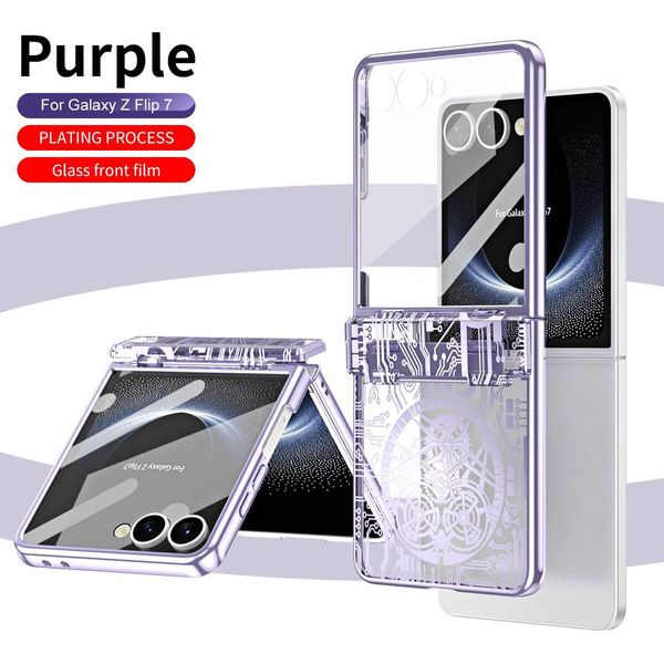 Custodia Per Samsung Galaxy Z Flip 7 Custodia Protettiva Galvanizzata Con Protezione Della Cerniera Viola-image