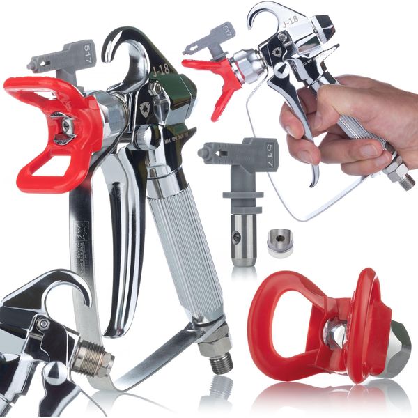Rosfix Ultraspray J-18 Set – Pistola A Spruzzo Per Verniciatura Con Ugello 517, 3600 Psi, Attacco Da 1/4", Filtro | Per Spruzzatori Airless"-image