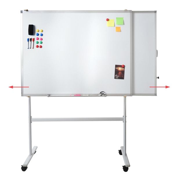 Whiteboard Mcw-C85B, Mit Ausziehbarer Tafel Magnettafel Memoboard Pinnwand, Mobil Rollbar Inkl. ZubehöR, 167X186Cm-image