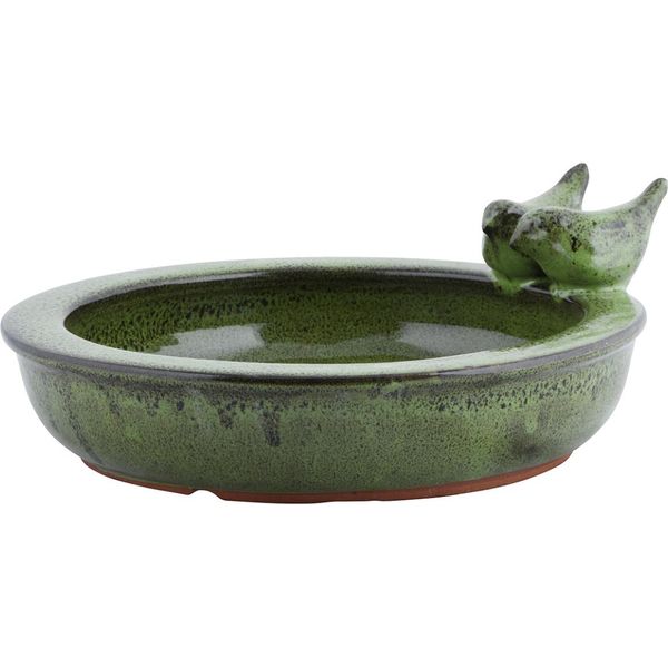 Esschert Design | Bagno Per Uccelli - Ceramica - Verde - Decorativo - Stile Vintage - Per Giardino E Balcone-image