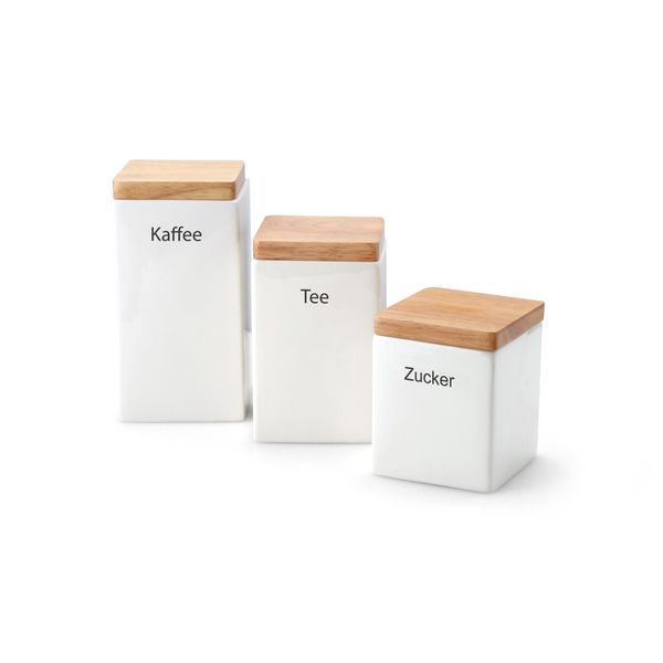 Continenta Gmbh Vorratsdose Keramik 1200Ml, Weiß 10X10X20,5Cm 3914-image