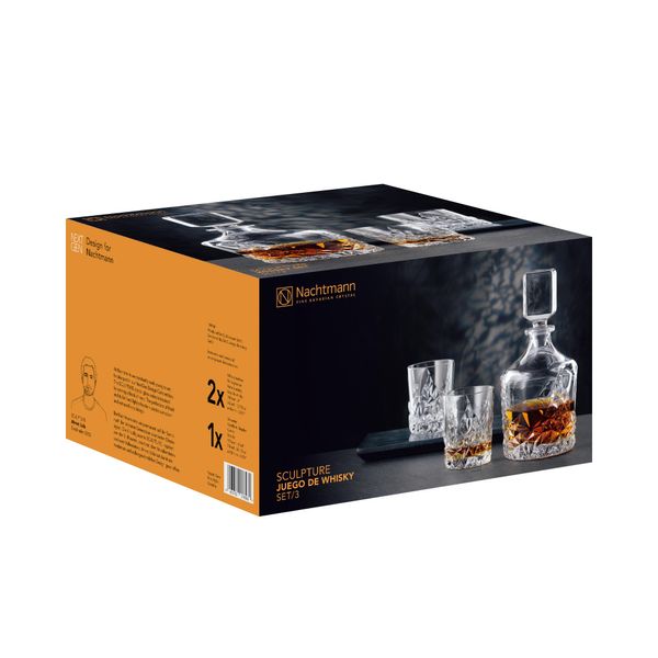 Nachtmann 3-Teiliges Whisky-Set Dekanter + 2X Whiskybecher Sculpture 101984-image