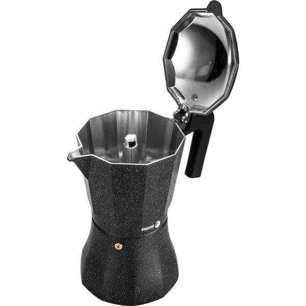 Fagor Tiramisú Macchina Per Caffè Espresso In Alluminio 12 Tazze Per Il Piano Di Cottura, Caffè Italiano Nero-image