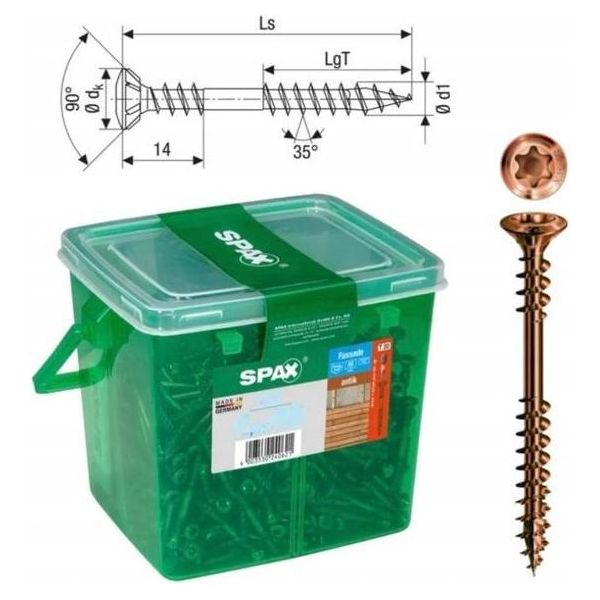 Vite Per Facciate Spax In Acciaio Inox A2 4,5 X 50 Mm 500 Pz. Scatola Di Maniglie Antiche-image