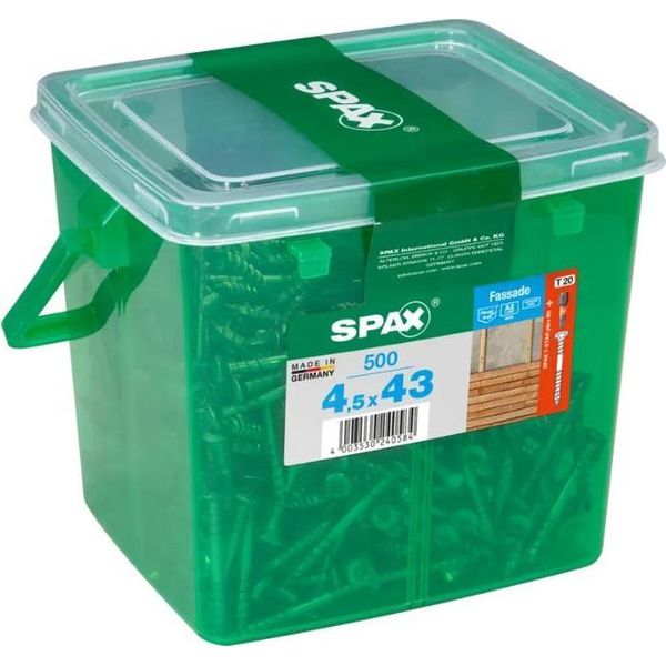 Vite Per Facciate Spax In Acciaio Inox A2 4,5 X 43 Mm 500 Pz. Scatola Maniglia Argento-image