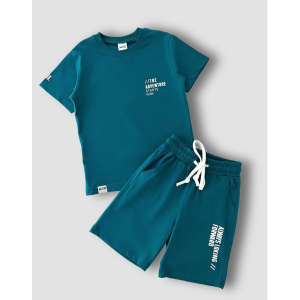 Mod Jeans | Completo Estivo Per Bambini - T-Shirt E Pantaloncini - Blu - 100% Cotone - Elegante E Confortevole Taglia 116, Età 6 Anni-image