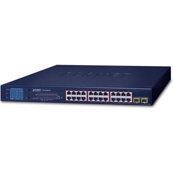 Planet GSW-2620VHP - Switch - 24 X 10/100/1000 (Poe+) + 2 X Gigabit Sfp - Desktop, Un Rack Montierbar - Poe+ (GSW-2620V-image